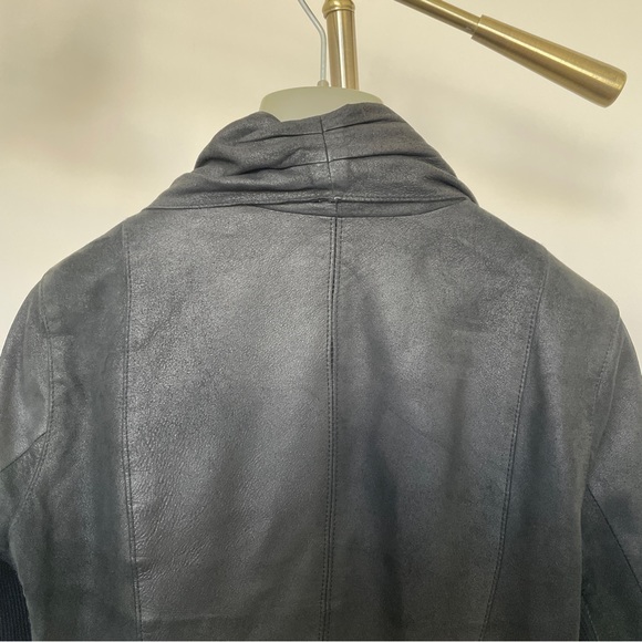 Vince Moto Leather Jacket with Ribbed Panels - Picture 8 of 16